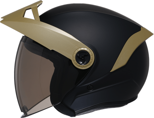 CASCO XTRONG XTR-OP15 NEGRO MATE SPOILER DORADO