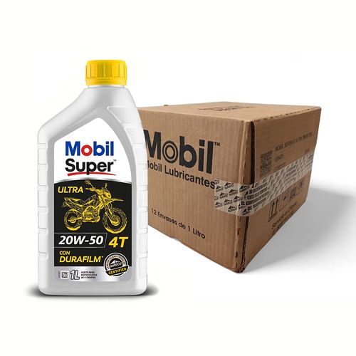 Aceite Mobil Super 4T Ultra con Durafilm 20W-50 Caja x 12Lts