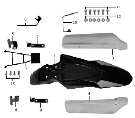 SOPORTE SUPERIOR PROTECTOR IZQUIERDO GUARDABARRO DELANTERO ENDURO MRX 125-2021