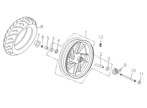 BUJE RUEDA DELANTERA 12.5X16X92.5 AUTOMATICA VICTORY BLACK