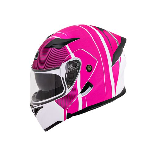 CASCO ABATIBLE AP14 TEX FUCSIA GRIS BLANCO MATE