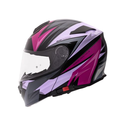 CASCO ABATIBLE ZZ119 NEUPRO GRIS NEGRO FUCSIA