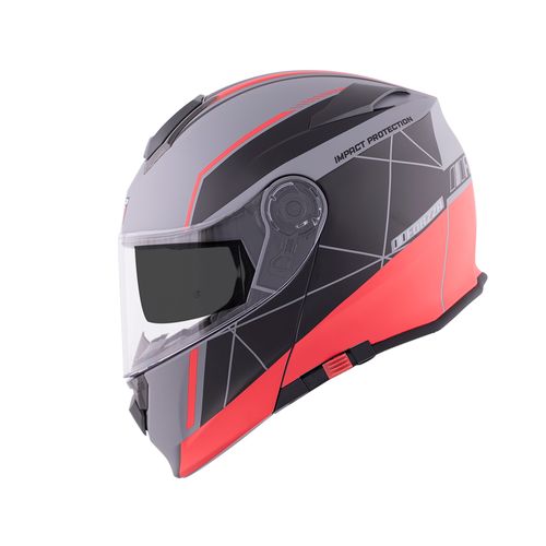 CASCO ABATIBLE ZZ119 TURE NEGRO GRIS ROJO MATE